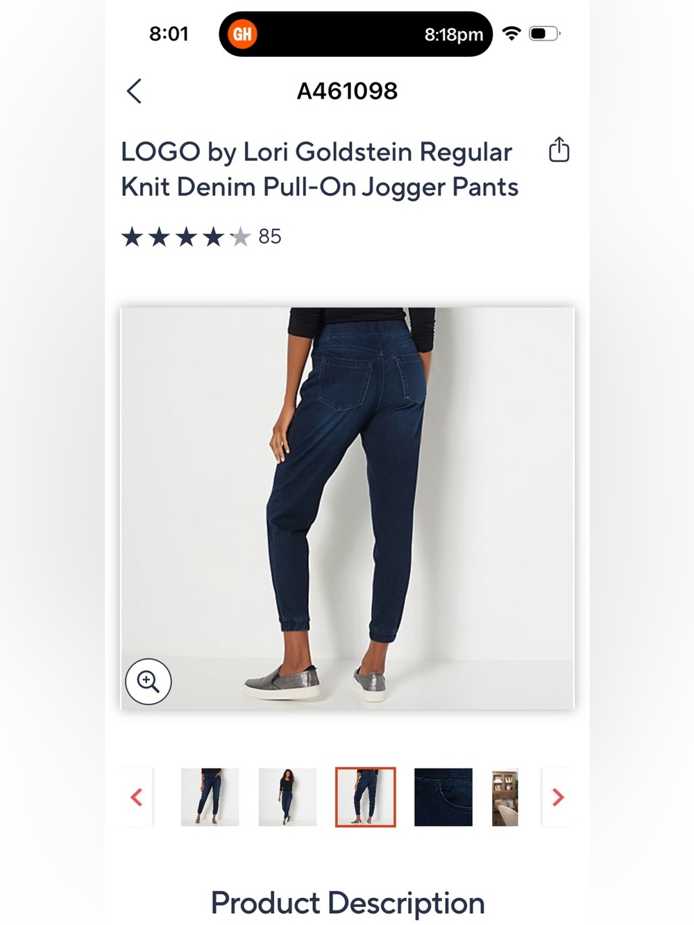 LOGO Lori Goldstein pull-on elastic waist jogger jeggings in washed black - Picture 8 of 10